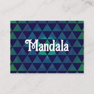 Tarjeta De Visita Patrón geométrico de triángulo de mandala verde az