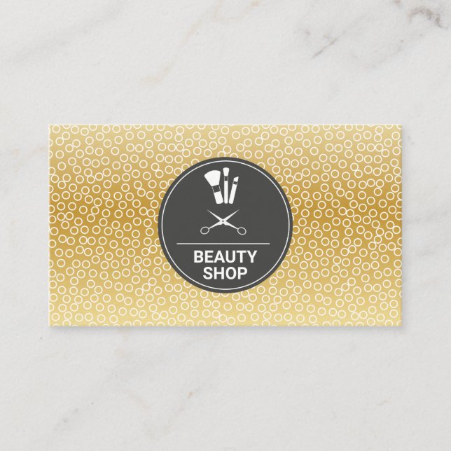 Tarjeta De Visita Patrón geométrico | Maquillaje y tijeras (Anverso)