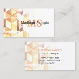 Tarjeta De Visita Patrón geométrico marrón amarillo vintage Monogram