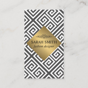 Tarjeta De Visita Patrón geométrico / metal dorado