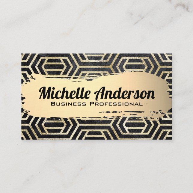 Tarjeta De Visita Patrón geométrico moderno de lujo de Relieve metal (Anverso)