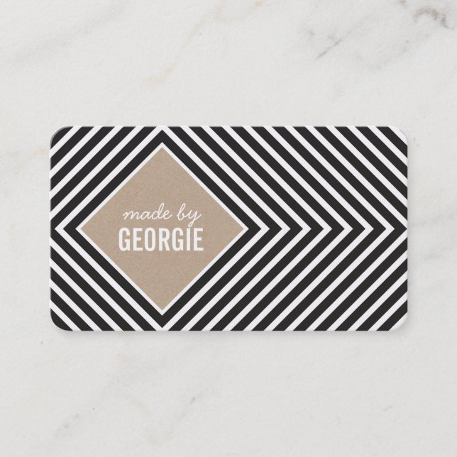 Tarjeta De Visita PATRÓN GEOMÉTRICO MODERNO diamante blanco negro kr (Anverso)