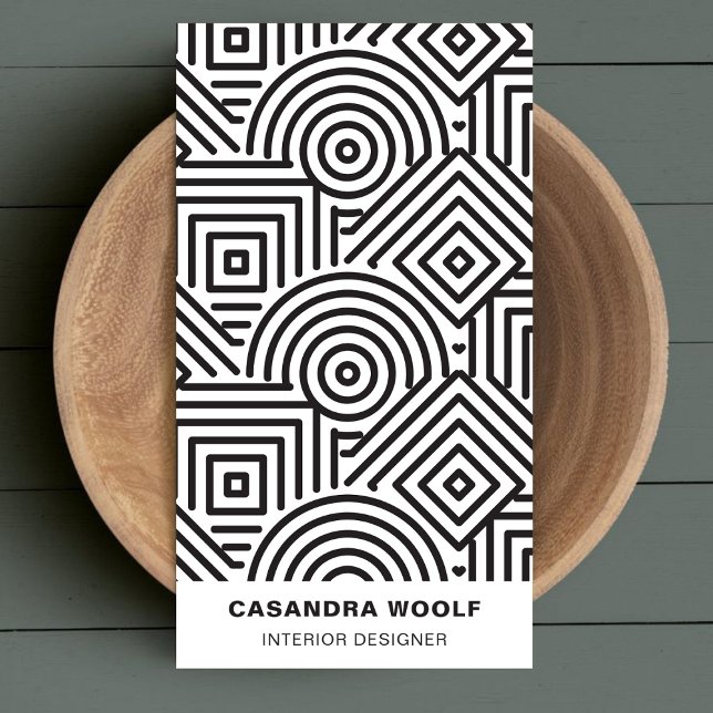 Tarjeta De Visita Patrón geométrico moderno limpio gris y blanco ret (Subido por el creador)