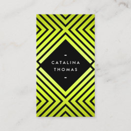 Tarjeta De Visita Patrón geométrico negrita negro y amarillo neón