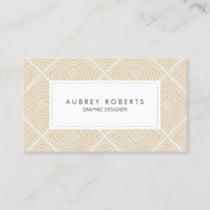 Tarjeta De Visita Patrón geométrico retro blanco beige profesional
