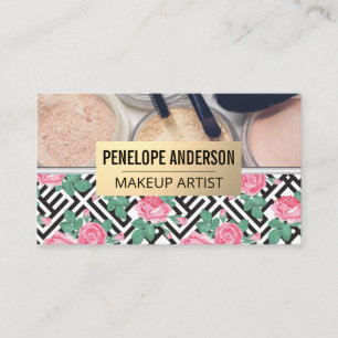 Tarjeta De Visita Patrón geométrico Rosa   Cepillos de maquillaje