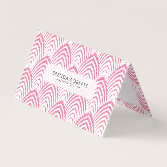 Tarjeta De Visita Patrón geométrico rosado Art-Geco (Anverso)