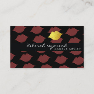 Tarjeta De Visita patrón gráfico de maquillaje de belleza de labios
