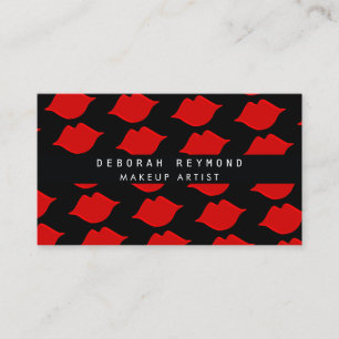 Tarjeta De Visita patrón gráfico de maquillaje de belleza de labios 