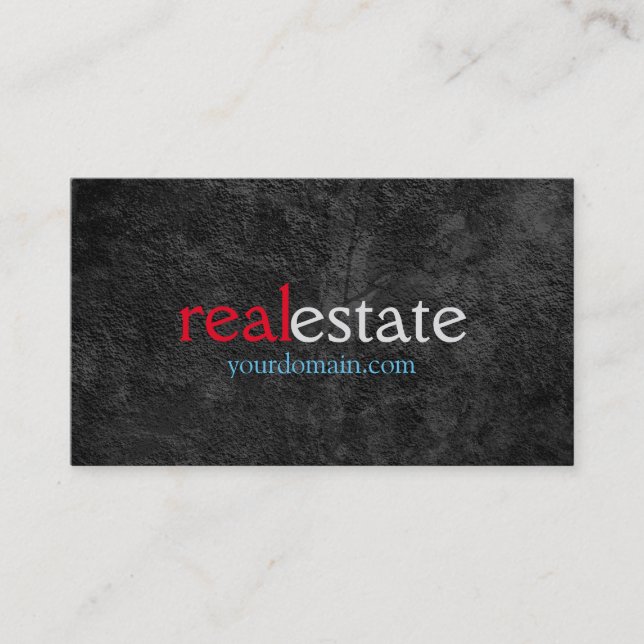 Tarjeta De Visita Patrón gris agente inmobiliario trendy azul rojo (Anverso)