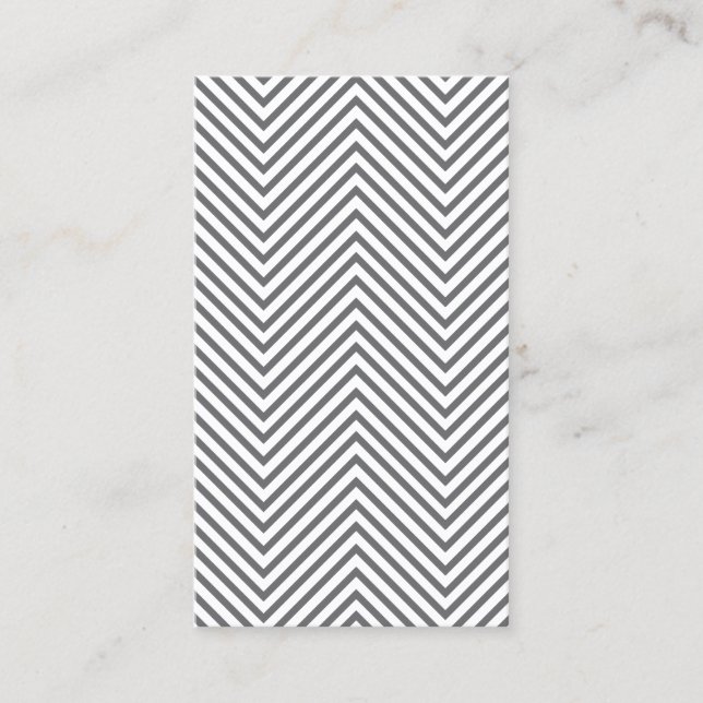 Tarjeta De Visita Patrón Gris/Chevron Blanco de moda y cadera (Anverso)