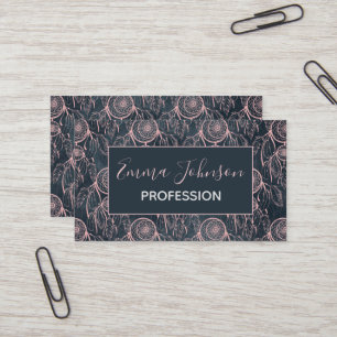 Tarjeta De Visita Patrón gris de soñador de oro Rosa elegante