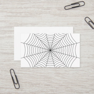 Tarjeta De Visita Patrón Halloween de telaraña blanca y negra