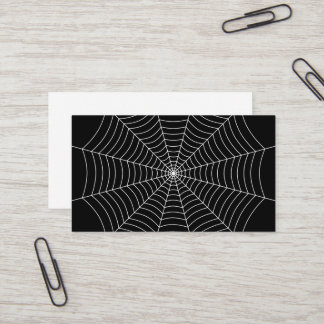 Tarjeta De Visita Patrón Halloween de telaraña blanca y negra