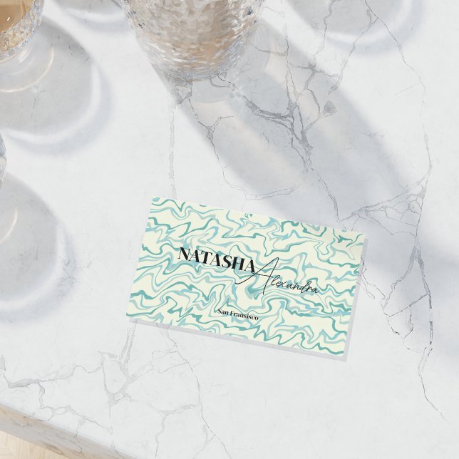 Tarjeta De Visita Patrón Hippie 70 de Boho de Bañón líquido de mármo (Subido por el creador)