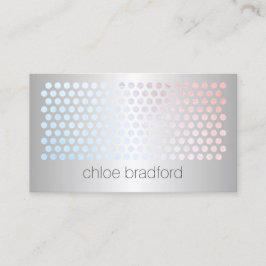 Tarjeta De Visita Patrón holográfico moderno de puntos en la plata f