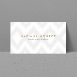 TARJETA DE VISITA PATRÓN IKAT DE DISEÑADOR EN GRIS/BLANCO