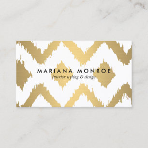 TARJETA DE VISITA PATRÓN IKAT DE DISEÑADOR EN ORO FAUX