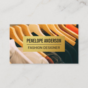 Tarjeta De Visita Patrón metálico dorado Ropa colgada