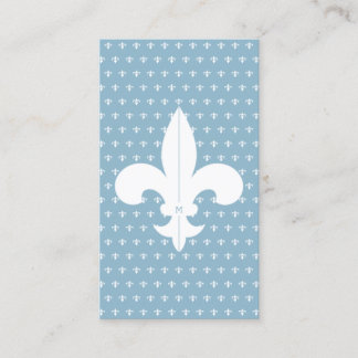 Tarjeta De Visita Patrón Mínimo de Flor Azul Francesa de Lis Monogra