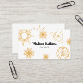 Tarjeta De Visita Patrón moderno Boho místico amarillo Sol y luna
