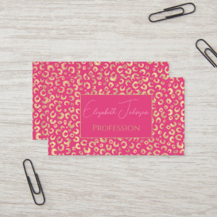 Tarjeta De Visita Patrón moderno de impresión de leopardo rosa dorad
