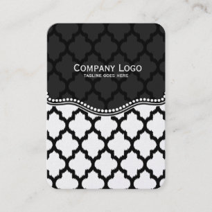 Tarjeta De Visita Patrón moderno de quatrefoil blanco y negro