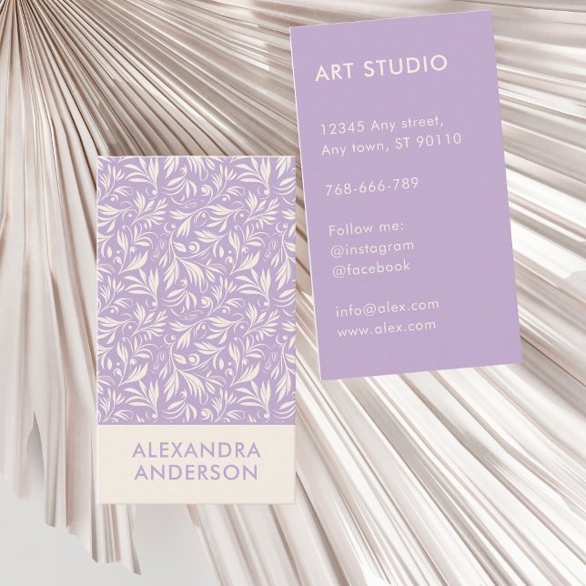 Tarjeta De Visita Patrón moderno de Swirl Lavender (Modern Lavender Swirl Pattern Business Card)