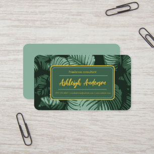 Tarjeta De Visita Patrón natural de hojas verdes Boho Sage Green