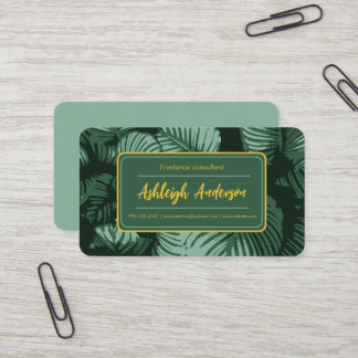 Tarjeta De Visita Patrón natural de hojas verdes Boho Sage Green