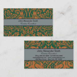 Tarjeta De Visita Patrón Negro Ámbar Conejo Hermano William Morris