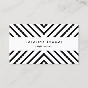 Tarjeta De Visita Patrón negro y blanco de moda Retro Mod