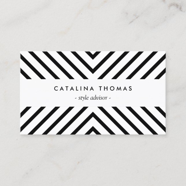 Tarjeta De Visita Patrón negro y blanco de moda Retro Mod (Anverso)