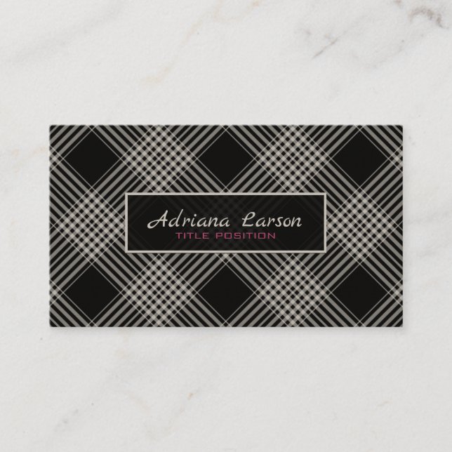 Tarjeta De Visita Patrón negro y gris (Anverso)
