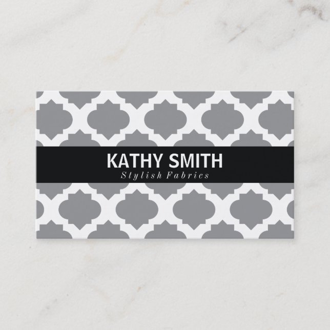 Tarjeta De Visita Patrón ordenado | Moda (gris) (Anverso)