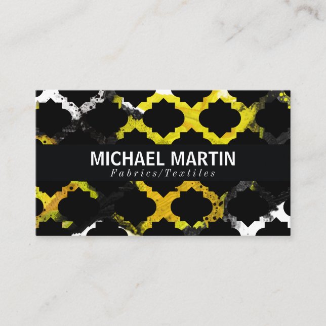 Tarjeta De Visita Patrón ordenado | Tinta negra amarilla (Anverso)