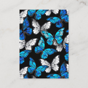 Tarjeta De Visita Patrón oscuro sin costuras con mariposas azules Mo