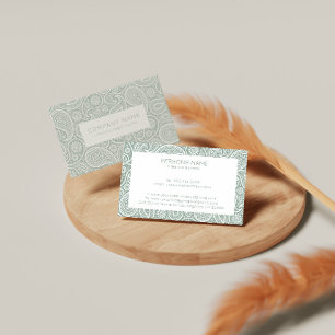 Tarjeta De Visita Patrón paisajista de color verde oliva y blanco