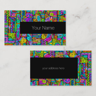 Tarjeta De Visita Patrón Pintado A Mano Y Digitalmente Art. 5