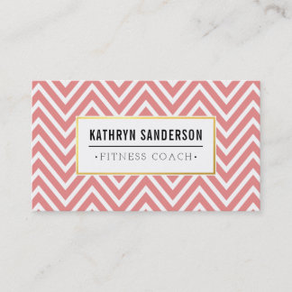 Tarjeta De Visita Patrón PREPPY CHEVRON logotipo dorado emblema cora
