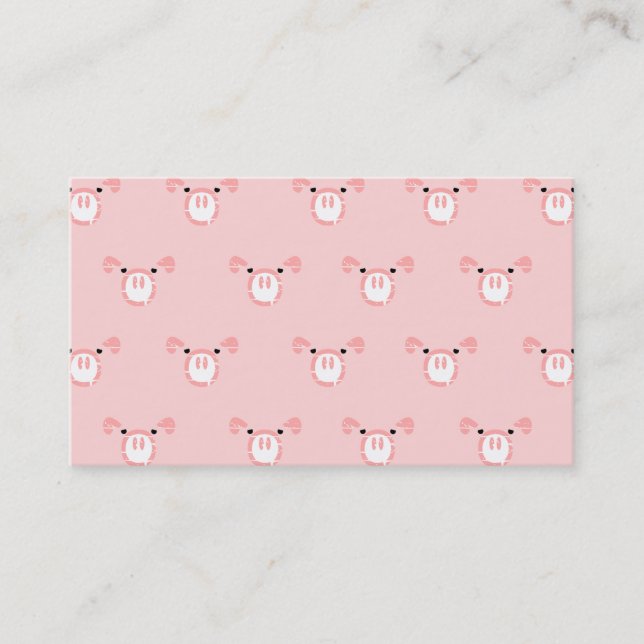 Tarjeta De Visita Patrón repetido de cara de cerdo rosado (Anverso)