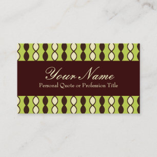 Tarjeta De Visita Patrón retro 70 verde amarillo y marrón