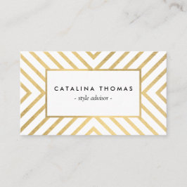 Tarjeta De Visita Patrón retro de oro y blanco