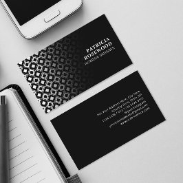 Tarjeta De Visita Patrón Rhombus blanco y negro