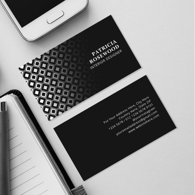 Tarjeta De Visita Patrón Rhombus blanco y negro (Subido por el creador)