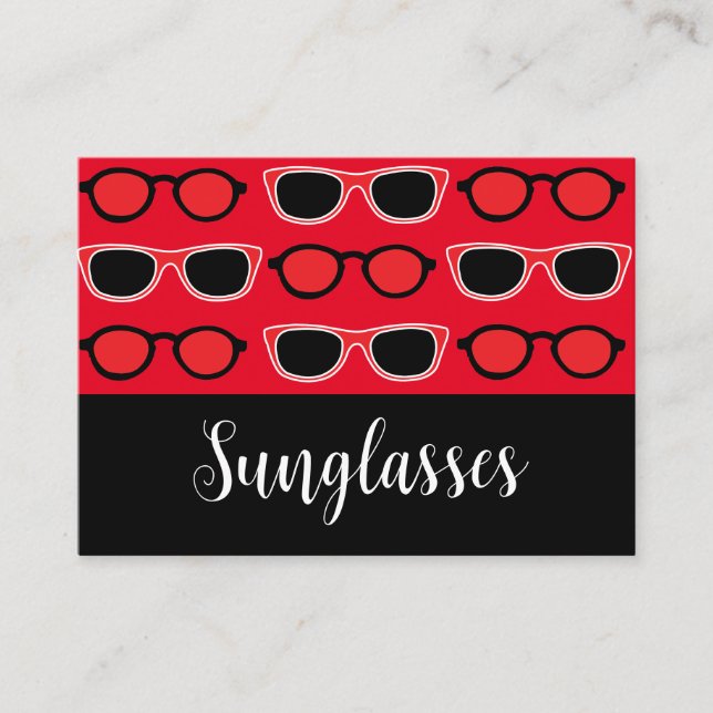 Tarjeta De Visita Patrón rojo negro de gafas de sol (Anverso)