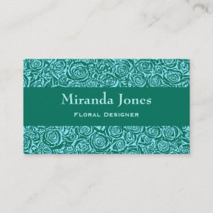 Tarjeta De Visita Patrón Rosa abstracto moderno, Verde azulado y Aqu