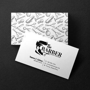 Tarjeta De Visita Patrón simple de tienda de barbero estilista en bl