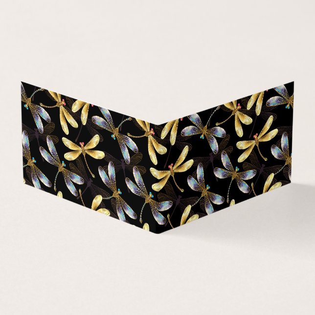 Tarjeta De Visita Patrón sin foco con Dragonflies dorados (Exterior)