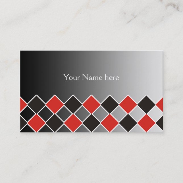 Tarjeta De Visita Patrón SQUARE - blanco rojo negro + tu fondo (Anverso)
